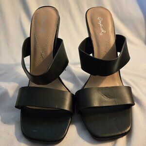 Cupid Black Slip On Lucite Clear High Heels Slides Women's Size 9